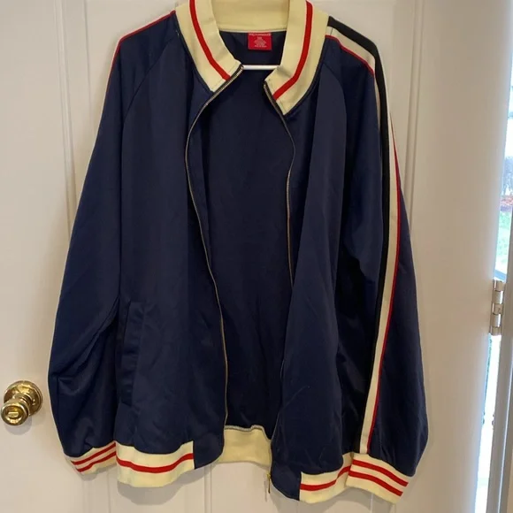 Victorious Retro Style Tracksuit Jacket Navy Blue w/White and Red Trim Size 3XL - Picture 12 of 13